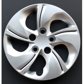 New Wheel Covers Hubcaps Fits 2013-2015 Honda Civic, 15 Inch; 5 Twisted Spoke; Silver Color; Plastic; Set of 4; Bolt On