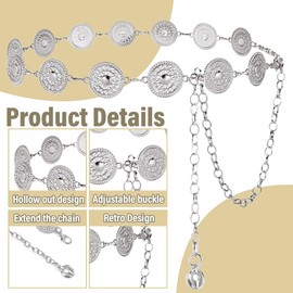 Kettengürtel Damen Silber, Skinny Retro Taillengürtel, Dünner Gürtel, Schmaler Taillengürtel für Damen, Kettengürtel für Damen