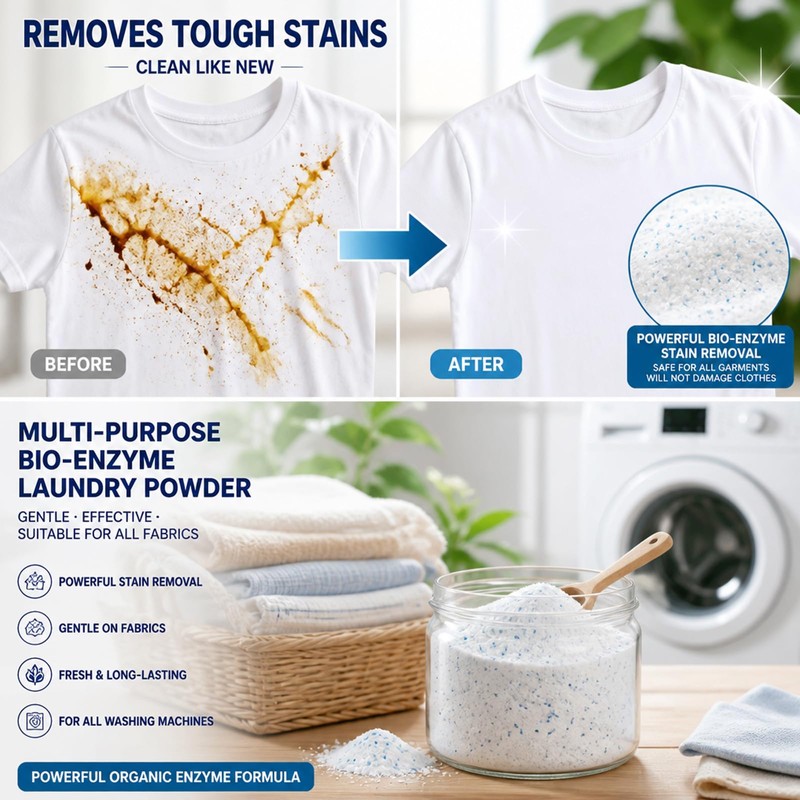 Bio Enzyme Laundry Booster Powder, 16oz Deep Clean Stain
