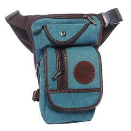 Hebetag Canvas Thigh Drop Leg Bag for Men Tactical Military Motorcycle Rider Multi-pocket Waist Fanny Pack Mens Travel Hiking Climbing Cycling Outdoors Green