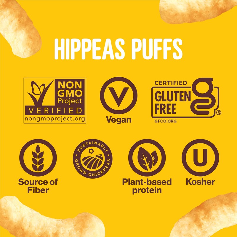 Hippeas Chickpea Puffs, Groovy White Cheddar, 1.5 Ounce (Pack of