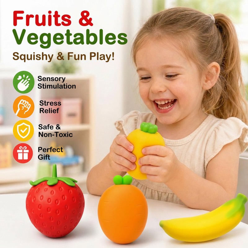 3 Pcs Fruit Squishy Pack - Includes (Strawberry Banana and