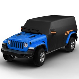 JOYTUTUS Cab Cover Compatible with Wrangler JK JL Unlimited 4 Doors 2007-2024, Wrangler Cover 4 Door Waterproof Wrangler Rain Cover All Weather Car Cover Windproof Cover Scratch Resistant Auto Cover