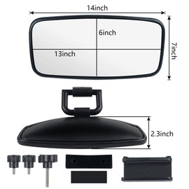Boat Rear View Mirror 7"x14", Universal Marine Rearview Mirrors, Wide-angle Convex Boat Mirror for Ski Boats Pontoon Boat Water Sport Wakeboarding Surfing with 1/2"-1" Windshield Frames