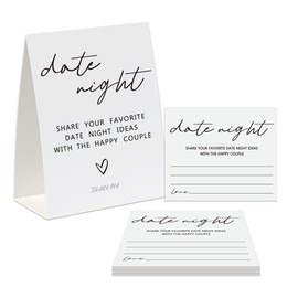 Tuiemie Date Night Idea Cards, Minimalism Theme Bridal Shower Decorations, Including 1 Sign and 50 Date Night Cards, Bridal Shower Games for Couples(yh07)