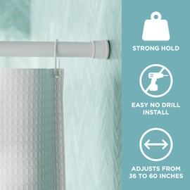 Zenna Home Tension Shower Curtain Rod, No Drill Adjustable Tension Curtain Rod for Bathroom, Rust Resistant, Easy Install Expandable Shower Curtain Rods, 36 to 60 Inches, White