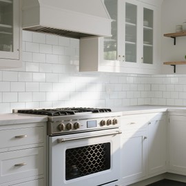 Art3d 10-Pack Heavy-Duty Peel and Stick Backsplash, 12.6 x 10.6 Inch Stick on Wall Tiles for Kitchen Bathroom Countertop Decor, Warm White with Gray Grout