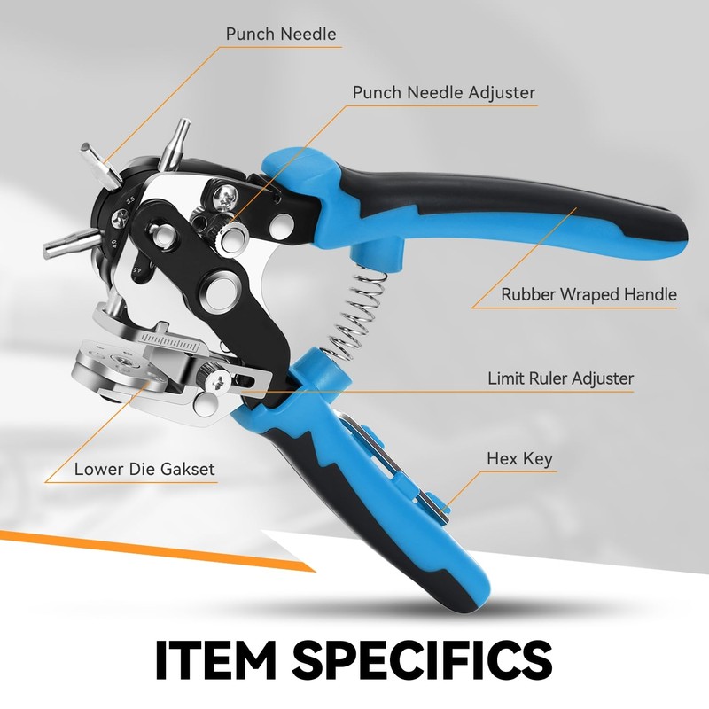Auto Dynasty 6-in-1 Hole Punch Tools Multi-Purpose Stainless Steel Adjustable