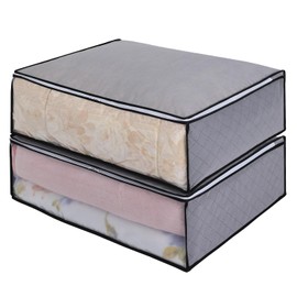 Astro 171-02 Activated Charcoal Deodorizing Storage Case for Bedding, Set of 2, Gray, Non-Woven Fabric with Transparent Window, Odor Control with Activated Charcoal, Dust Guard with Breathable Fabric