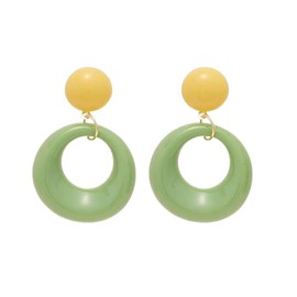 Retro Simple Acrylic Hoop Statement Drop Earrings, Fashion Oval for Women Minimalist Statement Hypoallergenic Drop Earrings (Light Green)