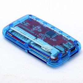 [3 Pack] eTECH Collection USB 2.0 All-in-1 Memory Card Reader/Writer - Support SD/SDHC (NOT Support SDXC) / Compact Flash/xD/Memory Stick/Memory Stick Pro Duo/xD Picture Card - Blue