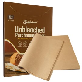 16x24 inch Unbleached Heavy Duty Parchment Paper Sheets, 100Pcs Precut Non-Stick Full Parchment Paper for Baking, Cooking, Grilling, Frying, Steaming, Full Sheet Baking Pan Liners