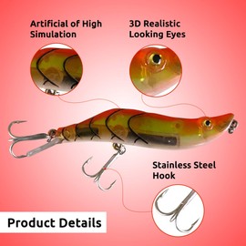 Mazerly 3D Bass Fishing Lures for Bass – Lifelike Colorful Swimbaits with Double Treble Hooks – Slow Sinking Hard Plastic Minnow Bait for Trout Walleye and Redfish (Multicolor)