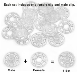 Betoplin 30 Sets Plastic Snaps Buttons, Clear Sew on Snaps Fasteners for Clothing Crafts (21mm/0.83inch)
