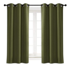 NICETOWN Blackout Curtain Blind for Bedroom, Single Panel, W42 x L54 inches, Olive Green, Thermal Insulated Grommet Blackout Room Darkening Drape/Drapery