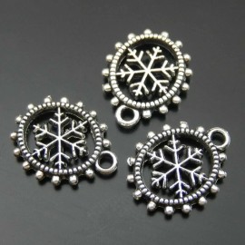 Unbranded 6 New Small SNOWFLAKE Charm Dark Antiqued Silver Alloy 12 x 15 mm FREE SHIPPING!