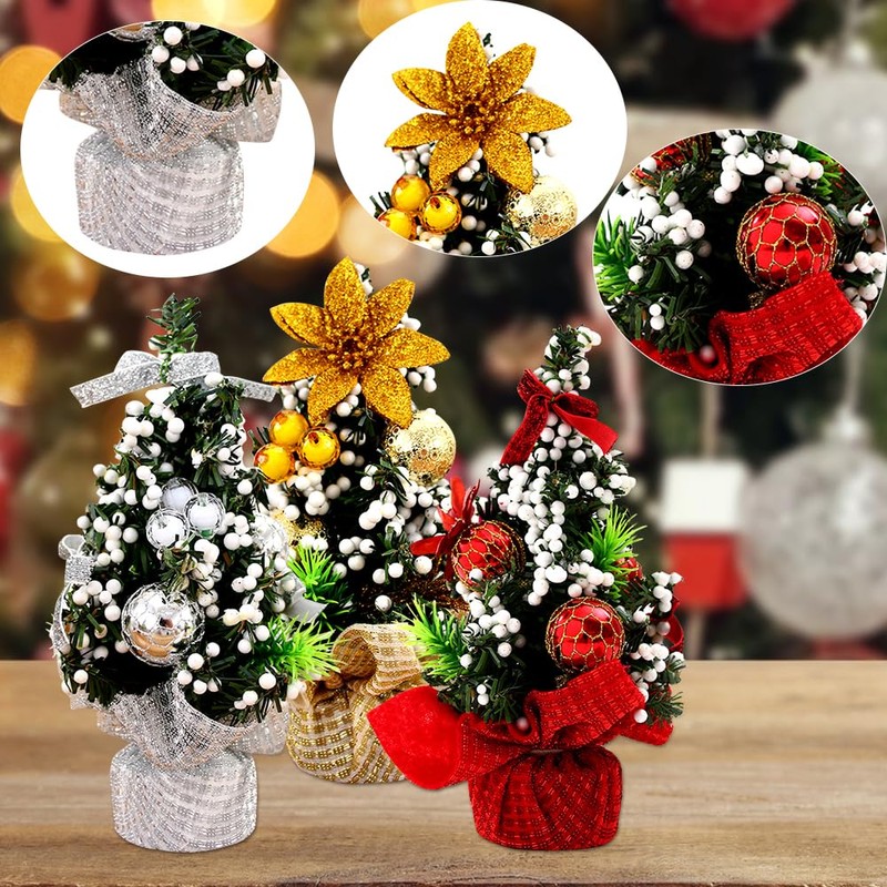 Mini Artificial Christmas Tree, 3 Pieces, Mini Christmas Decoration, Ideal