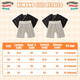 YOOCHUENG Baby Bodysuits Kimono Romper Long Sleeve Japanese Baby Kimono Toddler Onesies Cotton for Baby Boys and Girls with 2 Pairs of Socks, Baby Boy-Black-One Piece