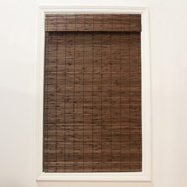 Radiance Cordless Bamboo Roman Shades for Windows - Flatstick Bamboo Blinds for Semi-Private Light Control - Easy to Lift & Fold Up Window Shades - Cocoa - 46 in. W x 64 in. L - (2216318E)