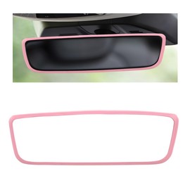 BWBWND Car Rear View Mirror Protector Frame, Silicone Rearview Trim Frame Compatible with Model 3 Y X S Semi, Automotive Mirror Protective Cover Interior Decoration for Women Men (Pink)
