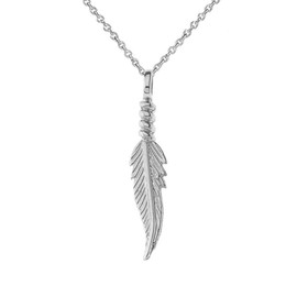 Dainty Sterling Silver Feather Charm Pendant Necklace, 16"