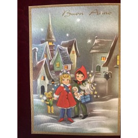 Vintage postcard "Happy new year" in Italian