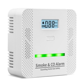 Carbon Monoxide Gas Smoke Alarm Two in oneWith Digital Display and Sound and Light Alarm, Easy to Install, Battery Powered, Suitable for Bedroom, Warehouse, Kitchen or RV Travel
