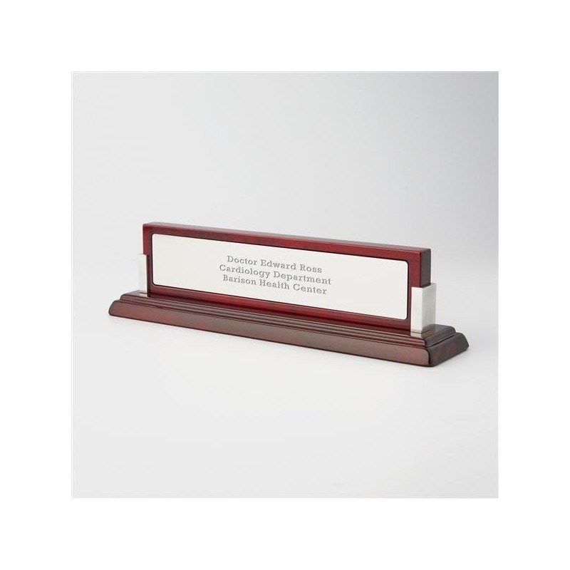 Things Remembered Engraved Gloss Mahogany and Silver Name Plate (Free
