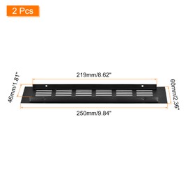 sourcing map 2pcs Rectangle Ventilation Grille Aluminum Alloy Mesh Air Vent Cover Louvered Ventilation Cover for Cabinet Wardrobe Shoe Cabinet Closet, 250x60mm/9.84"x2.36"