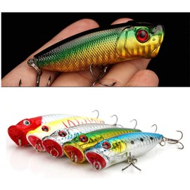 DAMIDEL 5 Pcs 2.75in/12g Popper Fishing Lures Fishing Lure Baits Kit Crankbait Minnow Hard Lure with Treble Hooks for Saltwater Freshwater Bass Trout Walleye Carp