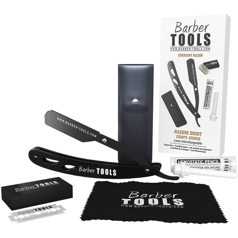 BARBER TOOLS â® Rasiermesser mit Box und 5 Rasierklingen +