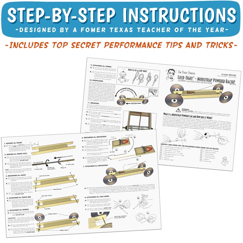 Doc Fizzix Lock-Tight Mousetrap Car Kit: with high-tech Braking System