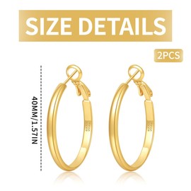YOCDNOV 1 Pair of Hoop Earrings Silver - Wide Hoop Earrings Hypoallergenic Gold-Plated Earrings Gold Hoop Earrings Fashion Jewellery Chunky Hoop Earring Dupes for Girls Hypoallergenic Gifts for Women