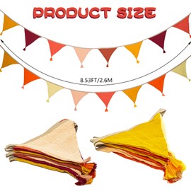 "IOPJLK Fabric Bunting Banner, 20 PCS Flag Banners Multicolor, Garden Bunting, 2.6m Vintage Fabric Bunting, Triangle Flag Bunting for Wedding Party Baby Room Anniversary Decorations (Yellow) "