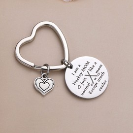JIUSHUN Hockey Mom Keychain - Sport Themed Gifts For Hockey Mother, Lover, Player, Coach, Manager Keychain - Mother's Day Jewelry For Team Mom Gifts