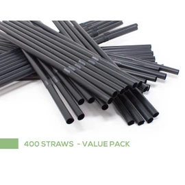 400 Pack Biodegradable Straws, Flexible Drinking Straw, PLA, Plasticless, Black Compostable Straws, Alternative to Paper/Plastic Drinking Straws, o1brand