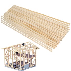 Bestomrogh 100 Pieces Wooden Sticks Balsa Wood Sticks Natural Wooden Square Dowel Sticks for Carving Craft DIY Model Making Woodcraft Decorations (3 x 3 x 300 mm)