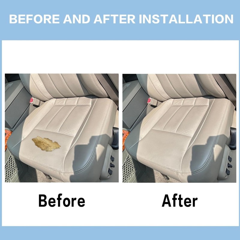 FZJDSD Gray Driver & Passenger Side Bottom Leather Replacement Seat