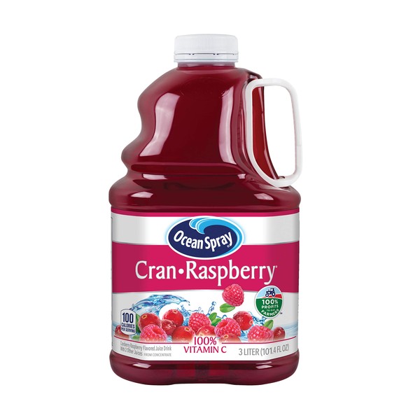 Ocean Spray Cranberry Raspberry Juice Drink, 101.4 Fl Oz, 3 Liter Bottle (Pack of 6)