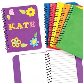 Baker Ross Foam Rubber Notebooks (Pack of 6) Spiral Bound Notebooks with Foam Rubber Cover - Ideal for Craft Fun