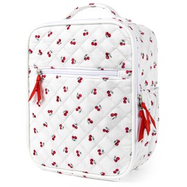 Aileam Lunch Box Lunch Bag for Women Cute Girls Insulated Womens Lunch Bag For Work Quilted Large Capacity Reusable Insulated Cooler for Work Picnic Travel Little Red Cherries
