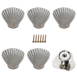 LD-YUNJIA Seashell Drawer Pulls Handles,Coastal Drawer Knobs for Wardrobe Cupboard Kitchen Pulls Handle 6 Pieces