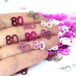 14g Pink & Silver 80th Birthday Confetti Foil Metallic Glitz Table Scatter Sprinkles Age Bday Party Decorations