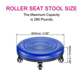 PATIKIL Low Roller Seat Wheel Stool Chair PU Leather Rolling Stool Seats Short Low Rolling Stool Universal Wheel Stool for Home Office Fitness Round Roller Seat Stool (Blue)