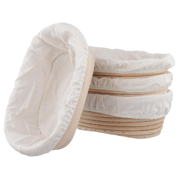 4 PCS 10 Inch Natural Rattan Bread Proofing Baskets, Oval