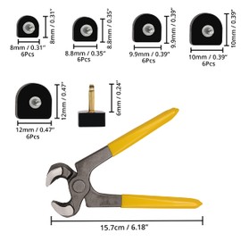 BELLE VOUS Replacement Tips for High Heels Black with Metal Pins (Pack of 60) - Set of 5 Different U-Shaped Sizes & Pliers - Shoe Repair Set with 30 Pairs of Caps for High Heels Shoes Women, black