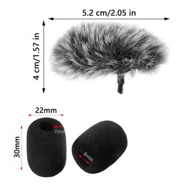 NIYATA 2 Pcs Mic Windscreen for DJI MIC 2,12 Pcs Foam Covers,Furry Wind Muff,Microphone Protector,Noise Filter for Lavalier/Handheld Mic (14 Pcs)