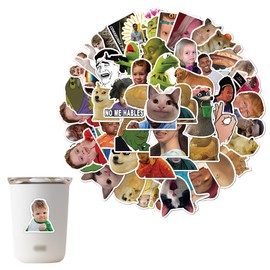 Pack of 50 Funny Meme Sticker Set, Meme Stickers for Car, Laptop, Skateboard, Bicycle, Moped, Motorcycle, Bicycle Computer, Suitable for Adults, Children (A)