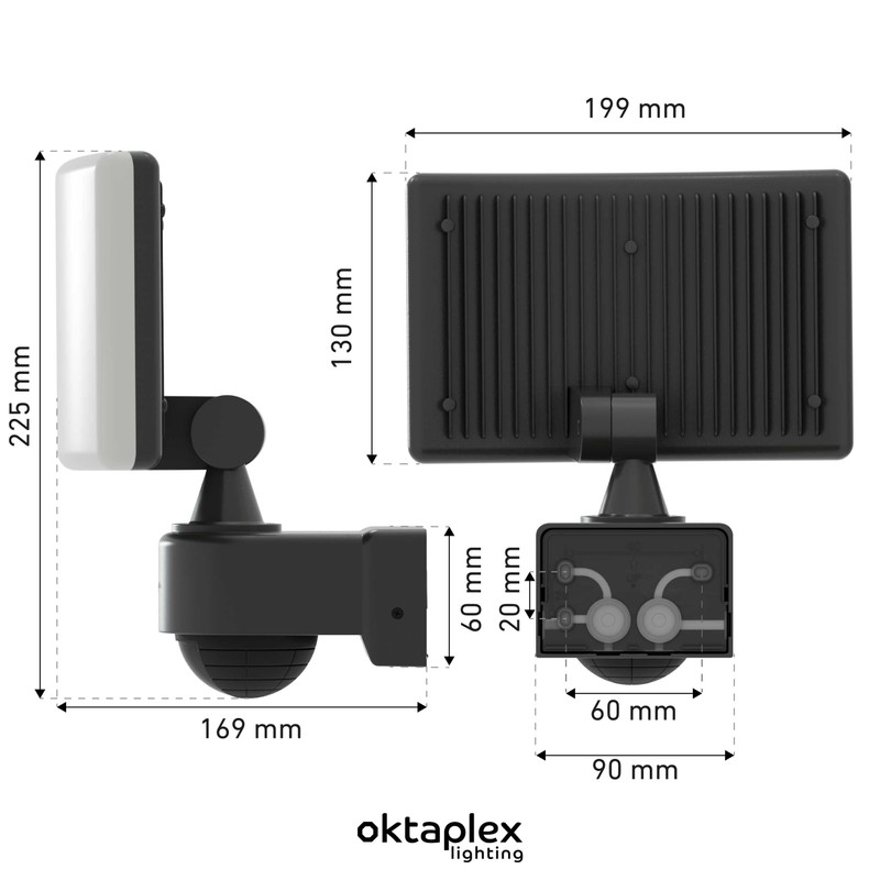 Oktaplex Cali LED Spotlight with Motion Sensor Outdoor 3000 K