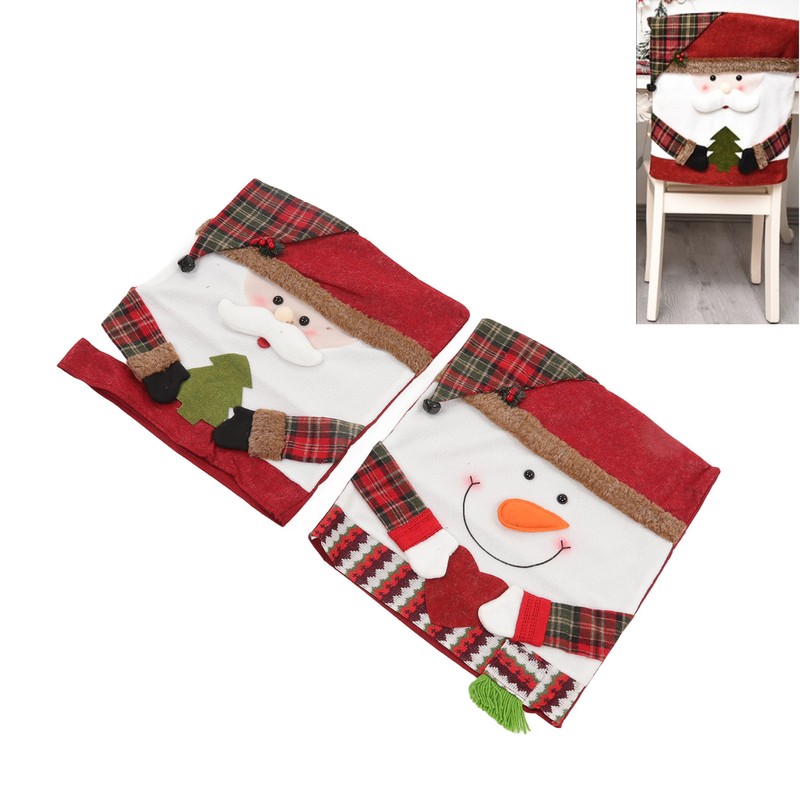 2pcs Christmas Chair Back Cover Decorative Non Woven Fabrics Old